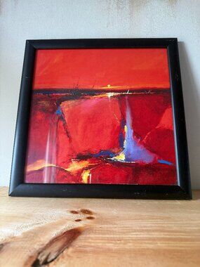 Peter Wileman "Red Horizon" Framed Abstract Art Print | 13.5" x 13.5" Decor